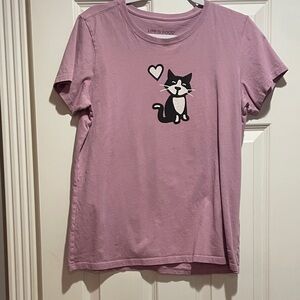 Life Is Good Purple Cat Heart Tee